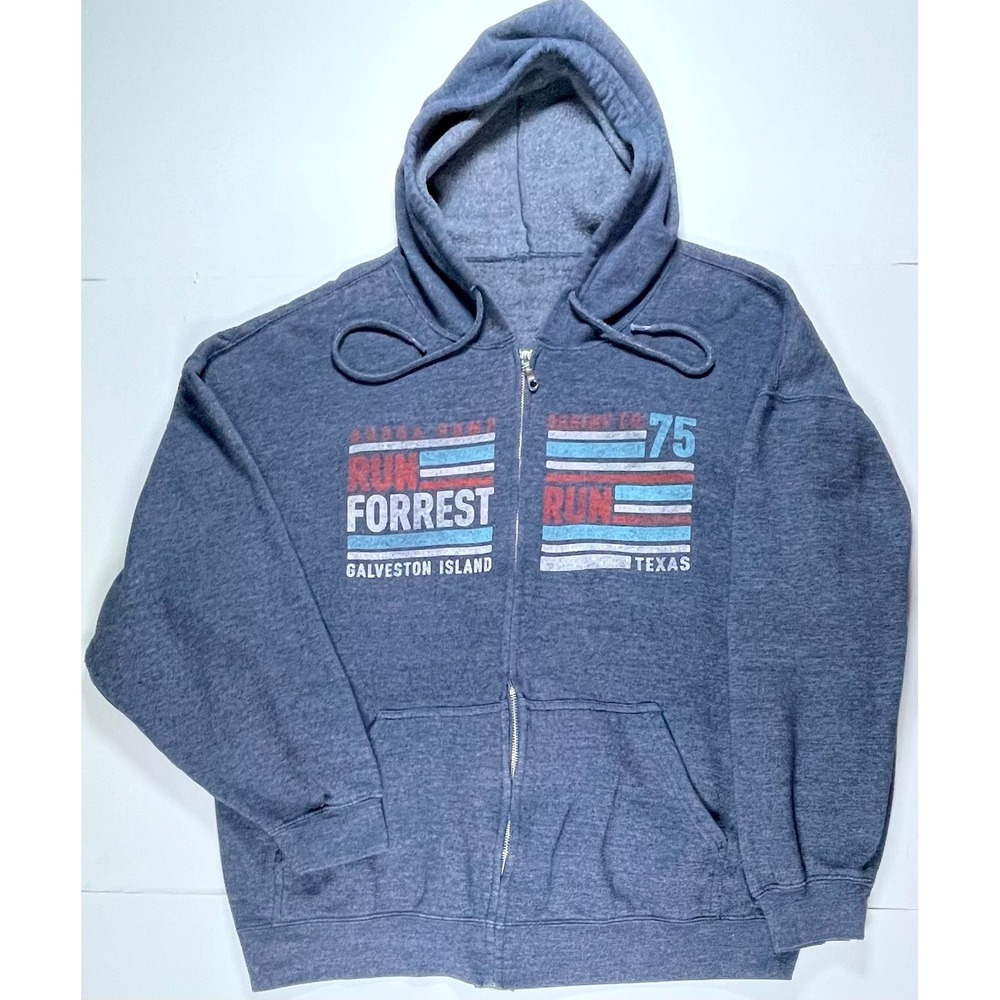 Bubba Gump Shrimp Co Zip Hoodie Mens XL Blue Run Forrest Run Galveston TX 2116